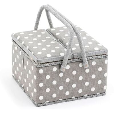 Hobby Gift Exclusive Große Aufbewahrungsbox für Näharbeiten mit zwei Deckeln, 25 x 25 x 17 cm, Tupfengrau Hobby Gift Exclusive Große Aufbewahrungsbox für Näharbeiten mit zwei Deckeln, 25 x 25 x 17 cm, Tupfengrau