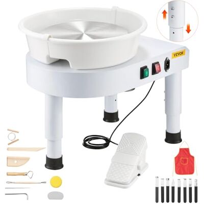 VEVOR Töpferscheibe Töpferformmaschine 28 cm Keramik-Radformmaschine mit einstellbarem Pedal & abnehmbarem Becken, komplettes Keramikscheibe-Set für Arbeit Kunst Handwerk Heimwerken, weiß VEVOR Töpferscheibe Töpferformmaschine 28 cm Keramik-Radformmaschine mit einstellbarem Pedal & abnehmbarem Becken, komplettes Keramikscheibe-Set für Arbeit Kunst Handwerk Heimwerken, weiß