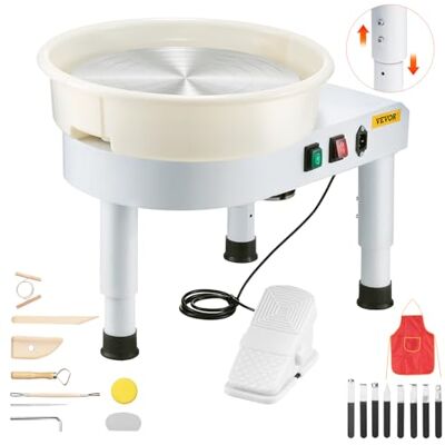 VEVOR Töpferscheibe Keramik-Radformmaschine 450 W (35 cm) mit einstellbarem Pedal & Hubbein & abnehmbarem Becken, Töpferformmaschine mit komplettem Zubehör für Kunst Handwerk Heimwerken, weiß VEVOR Töpferscheibe Keramik-Radformmaschine 450 W (35 cm) mit einstellbarem Pedal & Hubbein & abnehmbarem Becken, Töpferformmaschine mit komplettem Zubehör für Kunst Handwerk Heimwerken, weiß