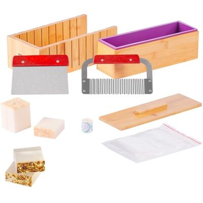 VEVOR Seifenschneider Set Seife Selb Machen 1301 mL, Seifenmachen Set Silikon, DIY Seifenherstellung Handgefertigt Seife Satz, Rechteckige Silikon Seife Form mit Bambuskasten 278 x 142 x 93 mm VEVOR Seifenschneider Set Seife Selb Machen 1301 mL, Seifenmachen Set Silikon, DIY Seifenherstellung Handgefertigt Seife Satz, Rechteckige Silikon Seife Form mit Bambuskasten 278 x 142 x 93 mm