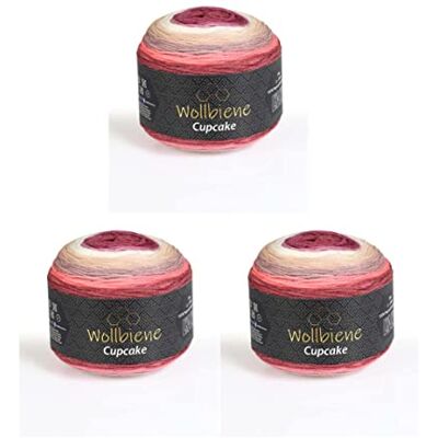 Wollbiene Cupcake 3 x 150g Strickwolle 450 Gramm Wolle zum Stricken und Häkeln Babywolle türkische Wolle Farbverlaufswolle (beere beige braun 3080) Wollbiene Cupcake 3 x 150g Strickwolle 450 Gramm Wolle zum Stricken und Häkeln Babywolle türkische Wolle Farbverlaufswolle (beere beige braun 3080)
