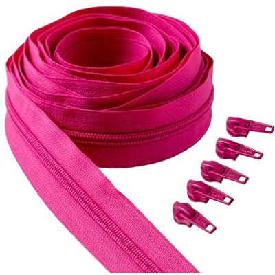 IPEA Endlos Reißverschluss Rosa Fuchsie 5 Meter + 15 Schieber aus Metall – Kette Größe #5 – Made in Italy – Durchgehender Reißverschlüsse mit Zipper aus Nylon – Zuschneidbar für Meterware – 30 mm IPEA Endlos Reißverschluss Rosa Fuchsie 5 Meter + 15 Schieber aus Metall – Kette Größe #5 – Made in Italy – Durchgehender Reißverschlüsse mit Zipper aus Nylon – Zuschneidbar für Meterware – 30 mm