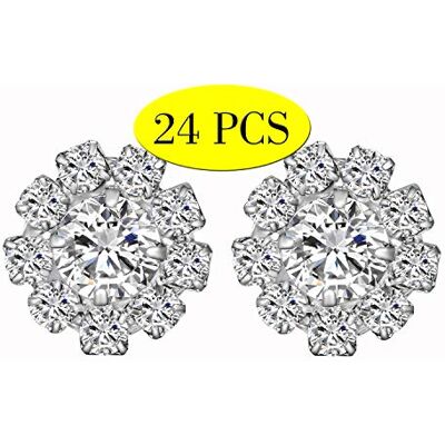 ALEXCRAFT 24 Stück Strass Knopf Silber Kristall Perlen Strass Blume Brautstrauß für Schmuckherstellung Hochzeitsdekoration ALEXCRAFT 24 Stück Strass Knopf Silber Kristall Perlen Strass Blume Brautstrauß für Schmuckherstellung Hochzeitsdekoration