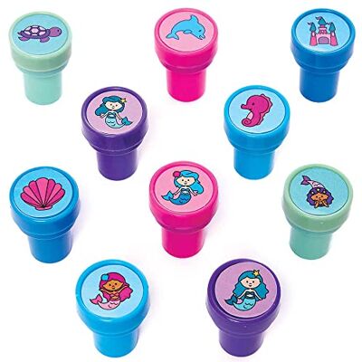 Baker Ross FC840 Meerjungfrauen Stempel für Kinder 10er Pack, Stempelset für Kinder, Perfekt für Kindergeburtstag Mitgebsel Baker Ross FC840 Meerjungfrauen Stempel für Kinder 10er Pack, Stempelset für Kinder, Perfekt für Kindergeburtstag Mitgebsel