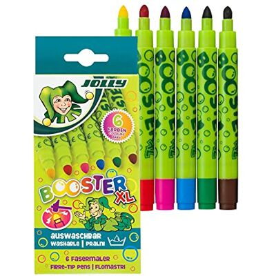 JOLLY Booster Kindersichere Fasermaler – 6er Set, Auswaschbar, Nachfüllbar, mit Austauschbaren Spitzen, Ideal für Kleinkinder & Malanfänger JOLLY Booster Kindersichere Fasermaler – 6er Set, Auswaschbar, Nachfüllbar, mit Austauschbaren Spitzen, Ideal für Kleinkinder & Malanfänger