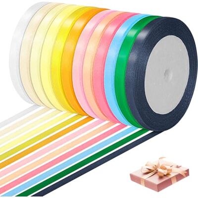 Cozary 12 Farben Geschenkband Set Satinband 6mm x 22m –Schleifenband Seidenband, Dekoband Set für Hochzeit Dekoration, Geschenk Verpacken, Basteln Cozary 12 Farben Geschenkband Set Satinband 6mm x 22m –Schleifenband Seidenband, Dekoband Set für Hochzeit Dekoration, Geschenk Verpacken, Basteln