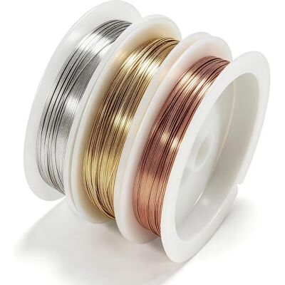 Elalove 3 Rollen Schmuckdraht Kupferdraht, 3 Farben Golddraht, Silberdraht, Kupferdraht, 0.3 mm x 15 m Dünner Draht zum Basteln, Basteldraht Dünn für DIY-Schmuckherstellung und Blumendekoration Elalove 3 Rollen Schmuckdraht Kupferdraht, 3 Farben Golddraht, Silberdraht, Kupferdraht, 0.3 mm x 15 m Dünner Draht zum Basteln, Basteldraht Dünn für DIY-Schmuckherstellung und Blumendekoration