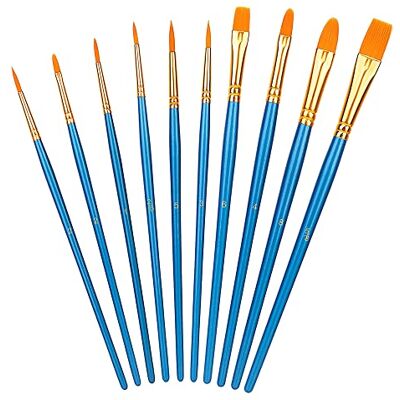 Amazon Basics Künstlerpinsel im Set, 10Stück verschiedene Größen für Künstler, Erwachsene und Kinder, Blau, 1 Packung Amazon Basics Künstlerpinsel im Set, 10Stück verschiedene Größen für Künstler, Erwachsene und Kinder, Blau, 1 Packung