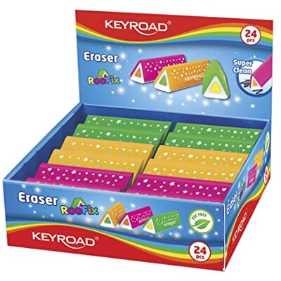 KEYROAD Universal-Radiergummi 24 Stck. Roofix Dreieckig/verpackt im Display/Mischfarben/aus Thermoplastischem Gummi Höchster Qualität/Kinder Kleine Lustige Radiergummi KEYROAD Universal-Radiergummi 24 Stck. Roofix Dreieckig/verpackt im Display/Mischfarben/aus Thermoplastischem Gummi Höchster Qualität/Kinder Kleine Lustige Radiergummi