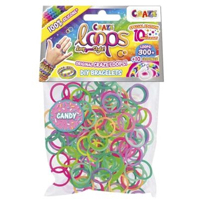 CRAZE loops BAG 300 Loom Bänder Nachfüllpack mit 300 Gummibänder & 10 Verschlüsse, Farbmix, 100% hautfreundliches Silikon CRAZE loops BAG 300 Loom Bänder Nachfüllpack mit 300 Gummibänder & 10 Verschlüsse, Farbmix, 100% hautfreundliches Silikon