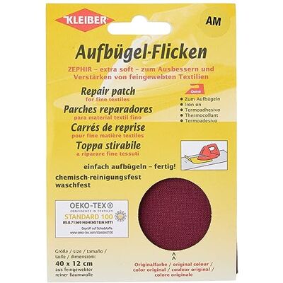 Kleiber + Co. Aufbügel-Flicken Zephir, weinrot, ca. 40 cm x 12 cm, 320-15 Kleiber + Co. Aufbügel-Flicken Zephir, weinrot, ca. 40 cm x 12 cm, 320-15