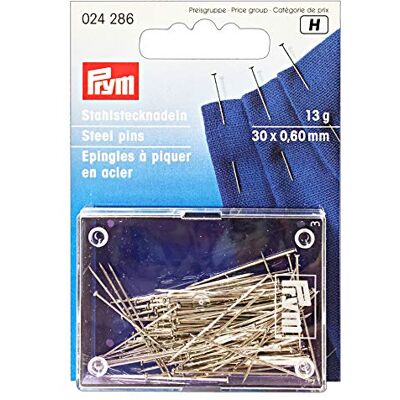 Prym 024286 Stecknadeln, 0,60 x 30mm, silberfarbig, 13g, Karte mit Dose, Stahl, 30 x 0,6mm, 30 x 0,60mm Prym 024286 Stecknadeln, 0,60 x 30mm, silberfarbig, 13g, Karte mit Dose, Stahl, 30 x 0,6mm, 30 x 0,60mm