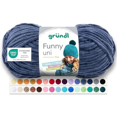 Gründl Wolle Funny uni Chenille Wolle 1 Knäuel 100 g, Jeans dicke weiche Chenille Wolle zum Häkeln Kuschelig und hautfreundlich 100 % Polyester 100 g / 120 m Nadelstärke 5 6 Gründl Wolle Funny uni Chenille Wolle 1 Knäuel 100 g, Jeans dicke weiche Chenille Wolle zum Häkeln Kuschelig und hautfreundlich 100 % Polyester 100 g / 120 m Nadelstärke 5 6