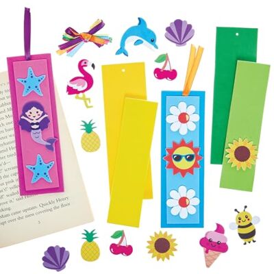 Baker Ross FN414 Sommer-Lesezeichen-Sets – 6er-Pack, Lesezeichen basteln für Kinder, Bastelideen zum Weltbuchtag Baker Ross FN414 Sommer-Lesezeichen-Sets – 6er-Pack, Lesezeichen basteln für Kinder, Bastelideen zum Weltbuchtag