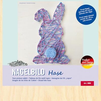 Pebaro NB8 Nagelbild Kreativ Set, Bastelset, Fadenbild, Fadenspannbild, String Art, mit vorgedrucktem Motiv Hase, inkl. Nägel, Basteln mit Holz, kreative Geschenkidee, Dekoartikel, 20 x 20 cm Pebaro NB8 Nagelbild Kreativ Set, Bastelset, Fadenbild, Fadenspannbild, String Art, mit vorgedrucktem Motiv Hase, inkl. Nägel, Basteln mit Holz, kreative Geschenkidee, Dekoartikel, 20 x 20 cm