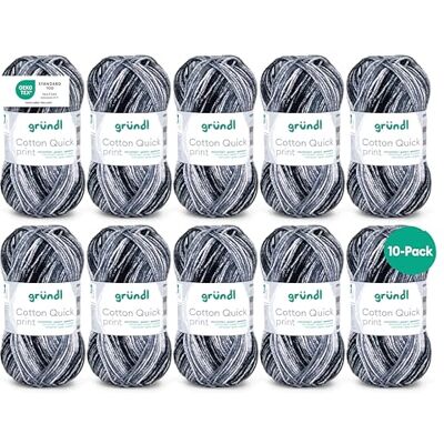Gründl Wolle Cotton Quick print Strickgarn 10 Knäuel 50 g, anthrazit-rauch dünne Wolle zum Häkeln mit Farbverlauf Strickgarn Glänzend und hautfreundlich 100 % Baumwolle 50 g / 125 m Gründl Wolle Cotton Quick print Strickgarn 10 Knäuel 50 g, anthrazit-rauch dünne Wolle zum Häkeln mit Farbverlauf Strickgarn Glänzend und hautfreundlich 100 % Baumwolle 50 g / 125 m