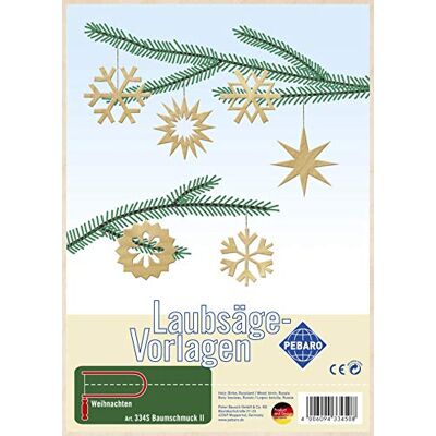 Pebaro 334S Laubsägevorlage Baumschmuck II, 3mm Sperrholz DIN A 4, Motiv vorgedruckt, aussägen mit Laubsägebogen, basteln, anmalen, fertig, Laubsägen, Basteln mit Holz, Geschenkidee, Weihnachtsdeko Pebaro 334S Laubsägevorlage Baumschmuck II, 3mm Sperrholz DIN A 4, Motiv vorgedruckt, aussägen mit Laubsägebogen, basteln, anmalen, fertig, Laubsägen, Basteln mit Holz, Geschenkidee, Weihnachtsdeko