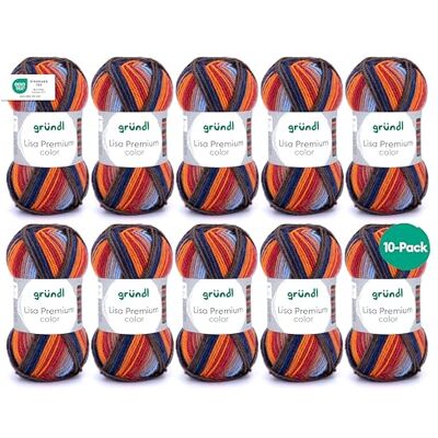 Gründl Wolle Lisa Premium color Garn zum Stricken mit Farbverlauf Strickgarn Häkelgarn Weich und hautfreundlich 100% Polyacryl 10 Knäuel 50 g / 133 m -Nadelstärke 3,5-4,5 marine-kürbis Gründl Wolle Lisa Premium color Garn zum Stricken mit Farbverlauf Strickgarn Häkelgarn Weich und hautfreundlich 100% Polyacryl 10 Knäuel 50 g / 133 m -Nadelstärke 3,5-4,5 marine-kürbis