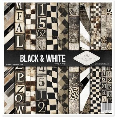 ITD Collection Scrapbook Papier Scrapbooking Set Motivpapier zum Basteln Dekorpapier 12x12 inches 310 x 310 mm 10 Blatt + 1 – Black & White SLS-084 ITD Collection Scrapbook Papier Scrapbooking Set Motivpapier zum Basteln Dekorpapier 12x12 inches 310 x 310 mm 10 Blatt + 1 – Black & White SLS-084