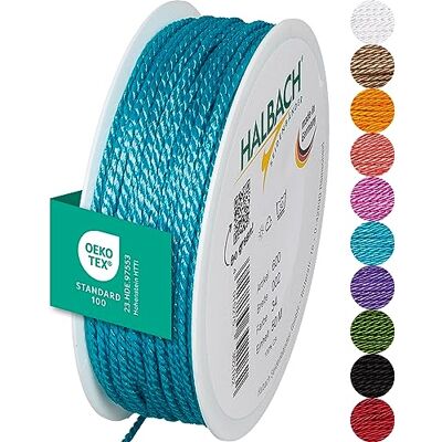Halbach Seidenbänder Premium Kordel (türkis) Breite 2mm Länge 50m Made in Germany & Öko-Tex Zertifiziert glänzende Satinkordel aus Acetat Halbach Seidenbänder Premium Kordel (türkis) Breite 2mm Länge 50m Made in Germany & Öko-Tex Zertifiziert glänzende Satinkordel aus Acetat