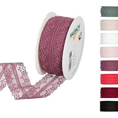 Halbach Spitzenband, 36 mm x 15 m, berry Waschbare und wetterfeste Spitzenborte als Meterware auf der Rolle, zum Nähen, Basteln oder für Hochzeits-/ Tischdekoration Halbach Spitzenband, 36 mm x 15 m, berry Waschbare und wetterfeste Spitzenborte als Meterware auf der Rolle, zum Nähen, Basteln oder für Hochzeits-/ Tischdekoration