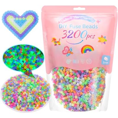VynyQoo Bügelperlen Leuchtend im Dunkeln, 3200 Stück in 7 Farben, 5mm DIY Steckperlen für Kinder 6+, Glitzer Bügelperlen, Perfekt für Geburtstags-, Neujahrs- und Thanksgiving-Geschenke VynyQoo Bügelperlen Leuchtend im Dunkeln, 3200 Stück in 7 Farben, 5mm DIY Steckperlen für Kinder 6+, Glitzer Bügelperlen, Perfekt für Geburtstags-, Neujahrs- und Thanksgiving-Geschenke