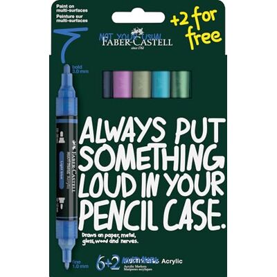 Faber-Castell Multimark Acrylic Marker Set, 8 Farben 8 Acrylmarker mit Doppelspitze, wasserfest und schnelltrocknend Faber-Castell Multimark Acrylic Marker Set, 8 Farben 8 Acrylmarker mit Doppelspitze, wasserfest und schnelltrocknend
