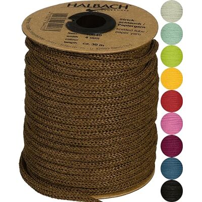 Halbach Seidenbänder Premium Papier Strickschlauch Breite: 4mm Länge: 30m Schlauchgarn befüllbar und reißfest, Papiergarn für Namensschilder Kinderzimmer oder zum basteln, Farbe: braun Halbach Seidenbänder Premium Papier Strickschlauch Breite: 4mm Länge: 30m Schlauchgarn befüllbar und reißfest, Papiergarn für Namensschilder Kinderzimmer oder zum basteln, Farbe: braun