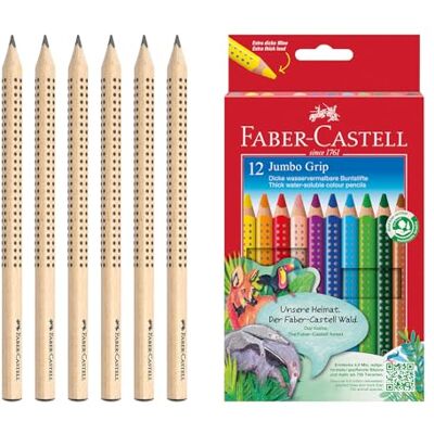 Faber-Castell 205276 Jumbo Buntstifte Set 18-teilig, inkl. 6 Jumbo Grip Bleistifte Faber-Castell 205276 Jumbo Buntstifte Set 18-teilig, inkl. 6 Jumbo Grip Bleistifte