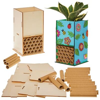 Baker Ross FX944 Holz-Insektenhotel- und Blumentopf-Bastelsets Packung mit 2, Garten-Bastelsets für Kinder Baker Ross FX944 Holz-Insektenhotel- und Blumentopf-Bastelsets Packung mit 2, Garten-Bastelsets für Kinder