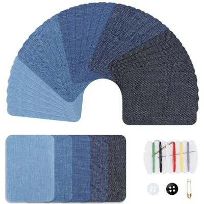 Carehabi 30 Stück Flicken zum Aufbügeln Jeans Set Bügelflicken für Kleidung & Hosen (7,5 x 10,5 cm) Patches zum Aufbügeln für Erwachsene & Kinder inkl. Nähzubehör, 5 Farben Denim Aufbügelflicken Carehabi 30 Stück Flicken zum Aufbügeln Jeans Set Bügelflicken für Kleidung & Hosen (7,5 x 10,5 cm) Patches zum Aufbügeln für Erwachsene & Kinder inkl. Nähzubehör, 5 Farben Denim Aufbügelflicken
