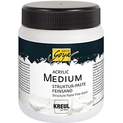 KREUL 85805 Solo Goya Acrylic Medium, 250 ml Dose, weiß, Strukturpaste Feinsand, pastose Spachtelmasse, mit feinkörniger sandartiger Oberflächenstruktur, einfärb- und übermalbar KREUL 85805 Solo Goya Acrylic Medium, 250 ml Dose, weiß, Strukturpaste Feinsand, pastose Spachtelmasse, mit feinkörniger sandartiger Oberflächenstruktur, einfärb- und übermalbar