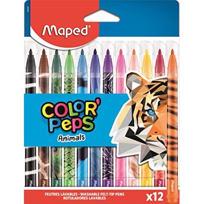 Maped 845403 Filzstifte, Fasermaler COLOR'PEPS ANIMALS mit mittlerer Spitze mit Tiermotiven x12 Stifte Maped 845403 Filzstifte, Fasermaler COLOR'PEPS ANIMALS mit mittlerer Spitze mit Tiermotiven x12 Stifte