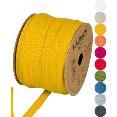 Halbach Baumwollband, 10 mm x 30 m, honiggelb Webband aus 100 % Baumwolle, Meterware zum Basteln, Dekorieren und Nähen Halbach Baumwollband, 10 mm x 30 m, honiggelb Webband aus 100 % Baumwolle, Meterware zum Basteln, Dekorieren und Nähen