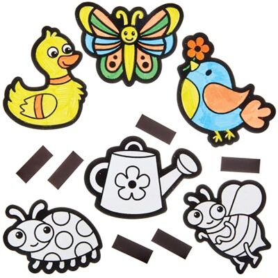 Baker Ross FN382 Springtime Fuzzy Art Magnete 15er-Pack, Mal- und Bastelsets für Kinder, Samtkunst für Kinder Baker Ross FN382 Springtime Fuzzy Art Magnete 15er-Pack, Mal- und Bastelsets für Kinder, Samtkunst für Kinder