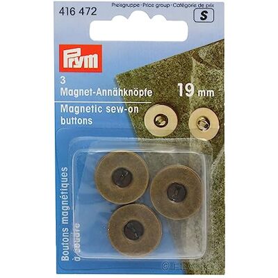 Prym 416472 Magnet-Annähknöpfe 19 mm altmessing, Silver Prym 416472 Magnet-Annähknöpfe 19 mm altmessing, Silver