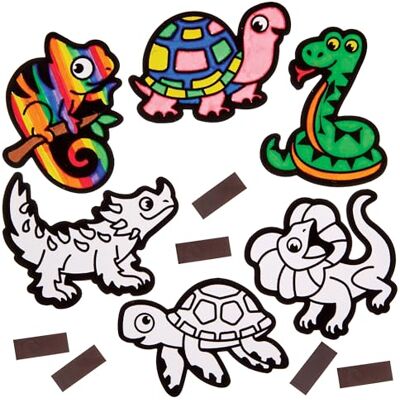 Baker Ross FN196 Reptilien Samt Kunst Magnete, 15er-Pack, Mal- und Bastelvorlagen für kreative Projekte Baker Ross FN196 Reptilien Samt Kunst Magnete, 15er-Pack, Mal- und Bastelvorlagen für kreative Projekte