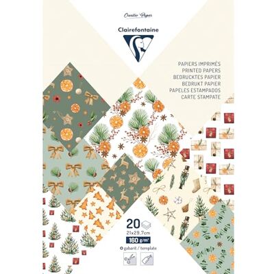 Clairefontaine 95547C Block mit 18 Blatt Zeichenpapier 160g mit Motiven auf der Vorderseite bedruckt + 2 Etikettenbogen zum Ausschneiden, DIN A4 21x29,7 cm, Vitaminreiche Weihnachten, 1 Stück Clairefontaine 95547C Block mit 18 Blatt Zeichenpapier 160g mit Motiven auf der Vorderseite bedruckt + 2 Etikettenbogen zum Ausschneiden, DIN A4 21x29,7 cm, Vitaminreiche Weihnachten, 1 Stück