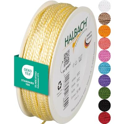 Halbach Seidenbänder Premium Kordel (Vanilla) Breite 2mm Länge 50m Made in Germany & Öko-Tex Zertifiziert glänzende Satinkordel aus Acetat Halbach Seidenbänder Premium Kordel (Vanilla) Breite 2mm Länge 50m Made in Germany & Öko-Tex Zertifiziert glänzende Satinkordel aus Acetat