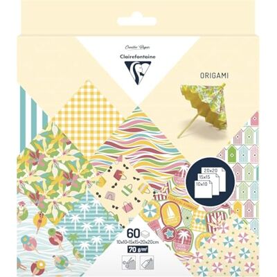 Clairefontaine 95384C Packung mit 60 Bogen Origamipapier 70g/m2,3 Formate (10x10cm, 15x15cm, 20x20cm), French riviera, 1 Pack Clairefontaine 95384C Packung mit 60 Bogen Origamipapier 70g/m2,3 Formate (10x10cm, 15x15cm, 20x20cm), French riviera, 1 Pack