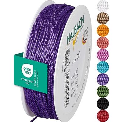 Halbach Seidenbänder Premium Kordel (fliederfarben) Breite 2mm Länge 50m Made in Germany & Öko-Tex Zertifiziert glänzende Satinkordel aus Acetat Halbach Seidenbänder Premium Kordel (fliederfarben) Breite 2mm Länge 50m Made in Germany & Öko-Tex Zertifiziert glänzende Satinkordel aus Acetat