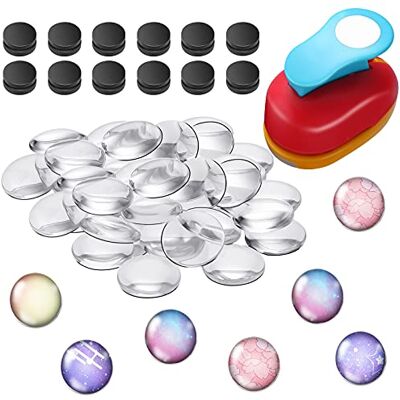 Colzzy 41 Stück DIY-Magnete für Kühlschrank, klares Glas, runde Magnete, Set zum Basteln, inklusive 2,5 cm Papierstanzer für dekoratives Handwerk, DIY, Kühlschrank, Büro, Whiteboardherstellung Colzzy 41 Stück DIY-Magnete für Kühlschrank, klares Glas, runde Magnete, Set zum Basteln, inklusive 2,5 cm Papierstanzer für dekoratives Handwerk, DIY, Kühlschrank, Büro, Whiteboardherstellung