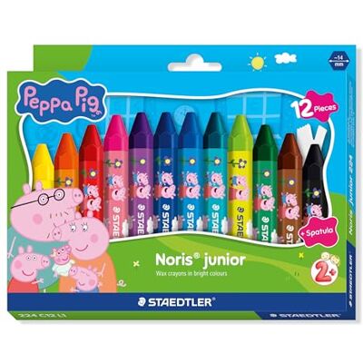 Staedtler Noris junior Wachsmalstifte Peppa Wutz 12er Set Dicke Wachsmalkreiden für großflächiges Ausmalen und kreative Maltechniken Ergonomische Wachsmaler für kleine Kinderhände Staedtler Noris junior Wachsmalstifte Peppa Wutz 12er Set Dicke Wachsmalkreiden für großflächiges Ausmalen und kreative Maltechniken Ergonomische Wachsmaler für kleine Kinderhände