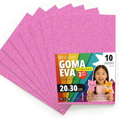 OFITURIA Glitzer-Moosgummi für Bastelarbeiten, Bunter Schaumstoff mit Glitzer für DIY, kreative Projekte, Kunst und Schule 20x30cm (Rosa, 10 Stk) OFITURIA Glitzer-Moosgummi für Bastelarbeiten, Bunter Schaumstoff mit Glitzer für DIY, kreative Projekte, Kunst und Schule 20x30cm (Rosa, 10 Stk)