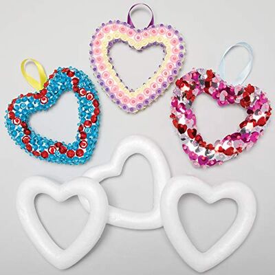 Baker Ross AX853 Polystyrolringe in Herzform – 10 Stück,für Modellbau, Bastelarbeiten, Valentinstag, als Geschenk oder Andenken Baker Ross AX853 Polystyrolringe in Herzform – 10 Stück,für Modellbau, Bastelarbeiten, Valentinstag, als Geschenk oder Andenken