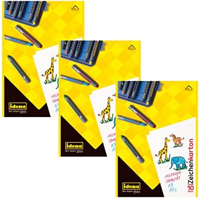 Idena 10382 Zeichenkarton, DIN A3, 10 Blatt, 190 g/m², 3 Stück Idena 10382 Zeichenkarton, DIN A3, 10 Blatt, 190 g/m², 3 Stück