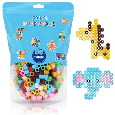 VynyQoo Kreativ Große Bügelperlen Nachfüllpack, 504 XL 10mm Bunte Maxi Bügelperlen mit 5 Muster, 5 Bügelpapiere, Steckperlen für Kinder ab 6 Jahren, DIY Basteln, Festtagsgeschenke VynyQoo Kreativ Große Bügelperlen Nachfüllpack, 504 XL 10mm Bunte Maxi Bügelperlen mit 5 Muster, 5 Bügelpapiere, Steckperlen für Kinder ab 6 Jahren, DIY Basteln, Festtagsgeschenke