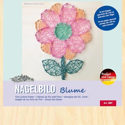 Pebaro NB7 Nagelbild Kreativ Set, Bastelset, Fadenbild, Fadenspannbild, String Art, mit vorgedrucktem Motiv Blume, inkl. Nägel, Basteln mit Holz, kreative Geschenkidee, Dekoartikel, 20 x 20 cm Pebaro NB7 Nagelbild Kreativ Set, Bastelset, Fadenbild, Fadenspannbild, String Art, mit vorgedrucktem Motiv Blume, inkl. Nägel, Basteln mit Holz, kreative Geschenkidee, Dekoartikel, 20 x 20 cm