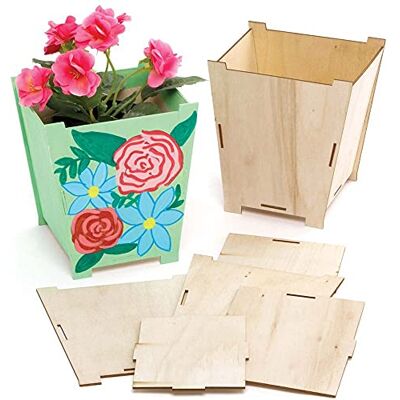 Baker Ross FE521 Hoher Blumentopf aus Holz, Bastelsets. Basteln Sie Ihren eigenen Blumentopf, Pflanztöpfe für Kinder zum Dekorieren, kreative Aktivitäten für Kinder, 3 Stück Baker Ross FE521 Hoher Blumentopf aus Holz, Bastelsets. Basteln Sie Ihren eigenen Blumentopf, Pflanztöpfe für Kinder zum Dekorieren, kreative Aktivitäten für Kinder, 3 Stück