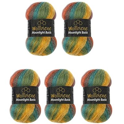 Wollbiene Moonlight Batik 5 x 100g Strickwolle 500 Gramm Wolle zum Stricken und Häkeln 20% Wolle türkische Wolle Farbverlaufswolle Strickwolle (3050 kastanie ocker grün) Wollbiene Moonlight Batik 5 x 100g Strickwolle 500 Gramm Wolle zum Stricken und Häkeln 20% Wolle türkische Wolle Farbverlaufswolle Strickwolle (3050 kastanie ocker grün)